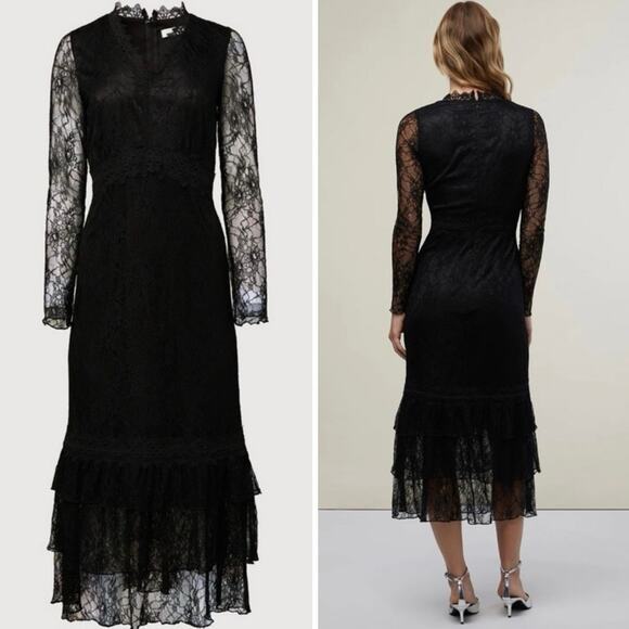 Rachel Parcell Dresses & Skirts - NWT Rachel Parcell Lace Tiered Midi Dress In Black